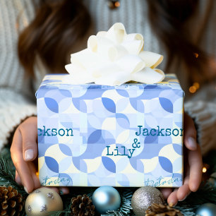 Minimalistisches modernes Design in blauem geometr Geschenkpapier