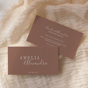 Minimalistisches modernes Drehbuch Boho Chic Terra Visitenkarte