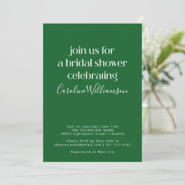 Minimalistisches modernes Emerald Green Brautparty Einladung