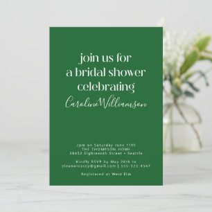 Minimalistisches modernes Emerald Green Brautparty Einladung