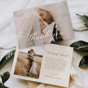 Minimalistisches modernes Foto für Hochzeiten Dankeskarte
