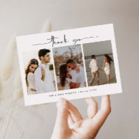 Minimalistisches modernes Foto Hochzeit danke Kart