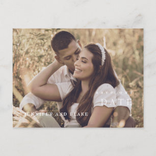 Minimalistisches modernes Foto Hochzeit retten Dat Postkarte