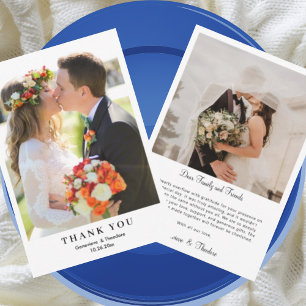 Minimalistisches modernes Foto Hochzeitsschrift Dankeskarte