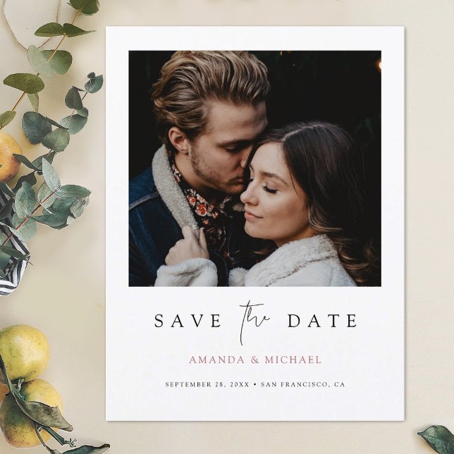 Minimalistisches modernes Foto Save the Date Ankündigungspostkarte (Von Creator hochgeladen)