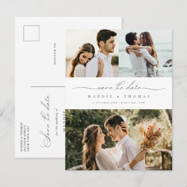 Minimalistisches modernes Foto Save the Date Einla Postkarte (Vorne/Hinten)