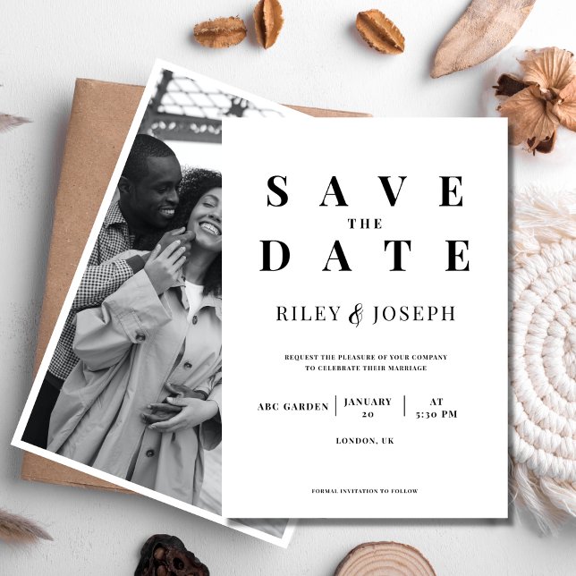 Minimalistisches modernes Foto Save the Date Einladung (Von Creator hochgeladen)