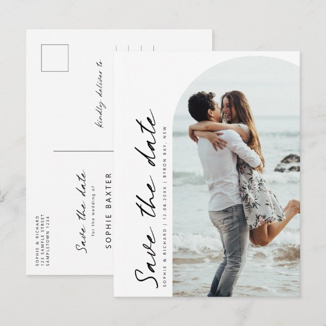 Minimalistisches modernes Foto Save the Date Postkarte (Vorne/Hinten)