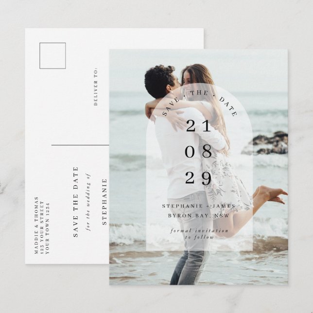 Minimalistisches modernes Foto Save the Date Postkarte (Vorne/Hinten)