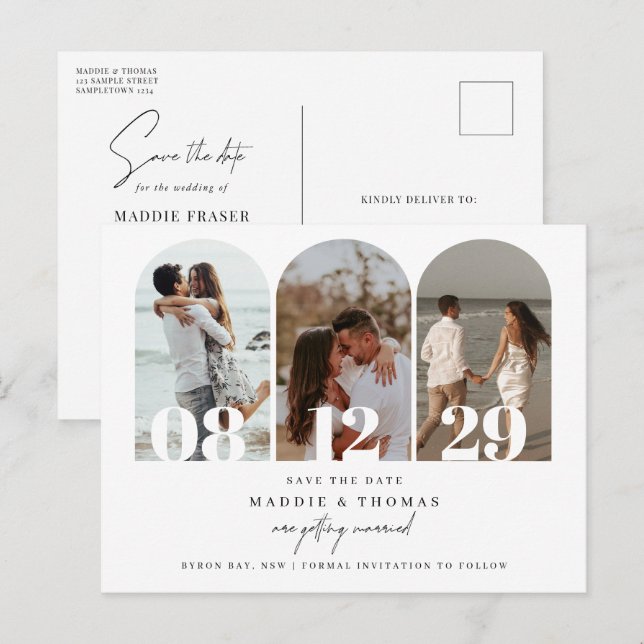 Minimalistisches modernes Foto Save the Date Postkarte (Vorne/Hinten)