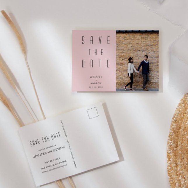 Minimalistisches modernes Foto Save the Date Postkarte (Von Creator hochgeladen)