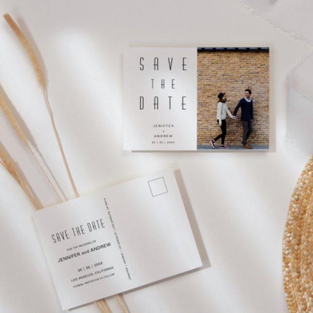 Minimalistisches modernes Foto Save the Date Postkarte (Von Creator hochgeladen)