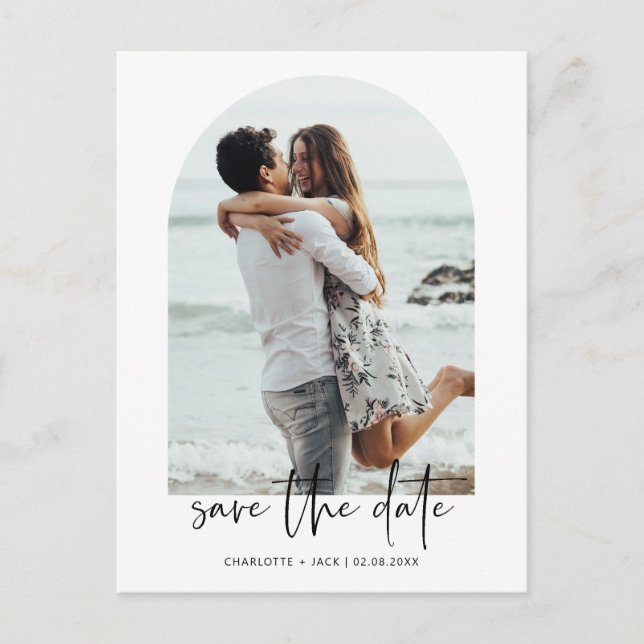 Minimalistisches modernes Foto Save the Date Postkarte (Vorderseite)
