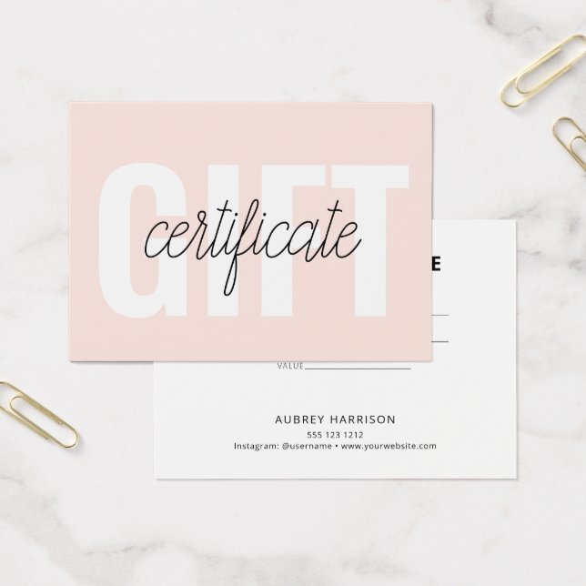 Minimalistisches modernes Geschenkzertifikat (Büro)