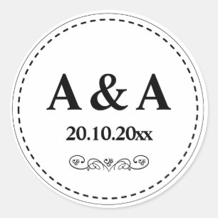 Minimalistisches, modernes, gesticktes Randmonogra Runder Aufkleber