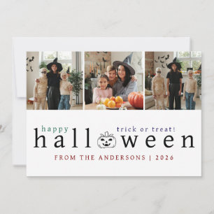 Minimalistisches, modernes glückliches Halloween 3 Feiertagskarte