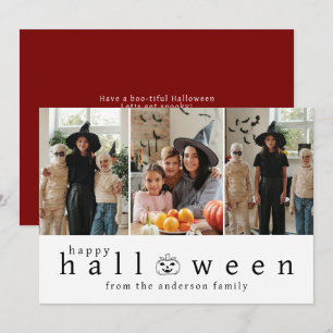 Minimalistisches, modernes glückliches Halloween 3 Feiertagskarte