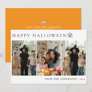 Minimalistisches, modernes glückliches Halloween 3 Feiertagskarte
