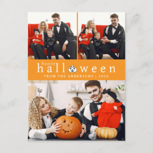 Minimalistisches, modernes glückliches Halloween 3 Feiertagspostkarte