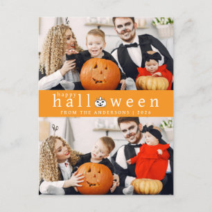 Minimalistisches, modernes, glückliches Halloween Feiertagspostkarte