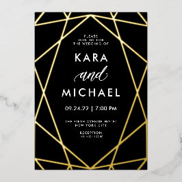 Minimalistisches, modernes Gold in Schwarz | Hochz Folieneinladung