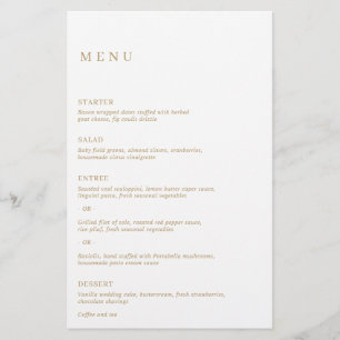 Minimalistisches modernes goldenes Hochzeitsmenü