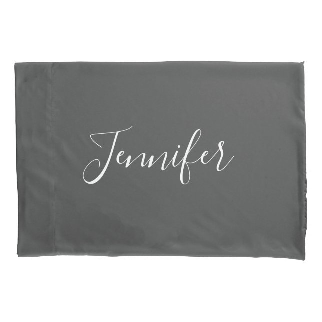 Minimalistisches, modernes, grauweißes Script Mono Kissenbezug (Vorderseite)