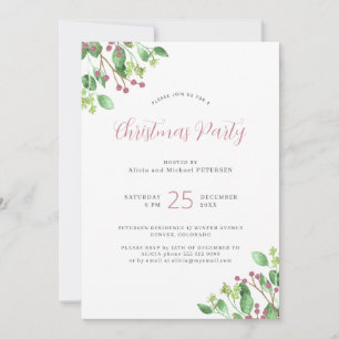 Minimalistisches modernes Grün Weihnachten Party Einladung