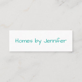 Minimalistisches, modernes Handschrift Türkis Prof Mini Visitenkarte