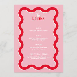 Minimalistisches modernes Hochzeitsmenü mit Bar |  Menükarte