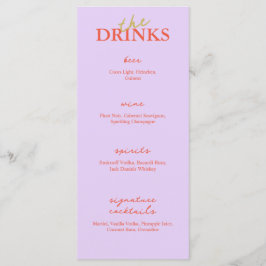 Minimalistisches modernes Hochzeitsmenü mit Bar |  Menükarte