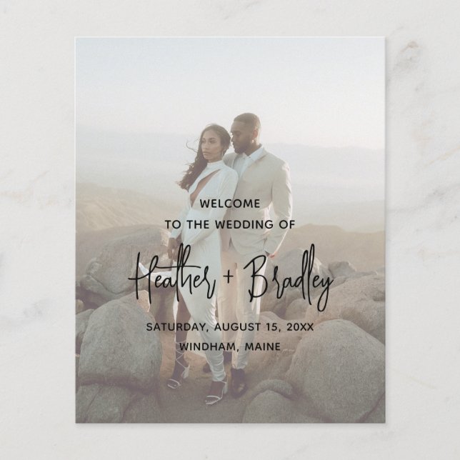 Minimalistisches modernes Hochzeitsprogramm-Foto Flyer (Vorne)