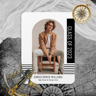 Minimalistisches, modernes Jahr Abschluss Schwarz Magnet