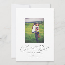 Minimalistisches modernes kalligrafisches Foto Save The Date