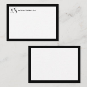 Minimalistisches modernes Marineblau-Rahmen-Monogr Mitteilungskarte