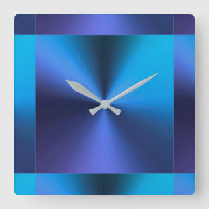 Minimalistisches modernes metallisches Türkis-Bla Quadratische Wanduhr