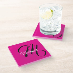Minimalistisches modernes Monogramm Anfangsname Ho Glasuntersetzer