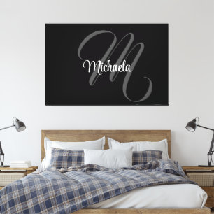 Minimalistisches modernes Monogramm Anfangsname Leinwanddruck