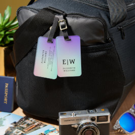 Minimalistisches, modernes Monogramm Elegantes Blu Gepäckanhänger