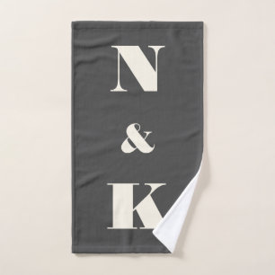 Minimalistisches, modernes Monogramm Schwarz/Weiß Badhandtuch Set