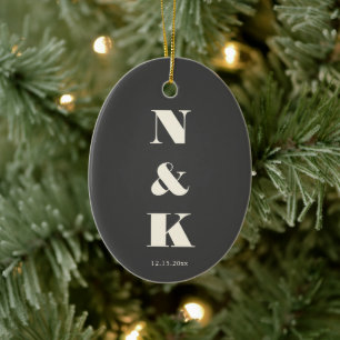 Minimalistisches modernes Monogramm schwarze und w Keramik Ornament