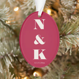 Minimalistisches modernes Monogramm Weihnachten Ro Ornament
