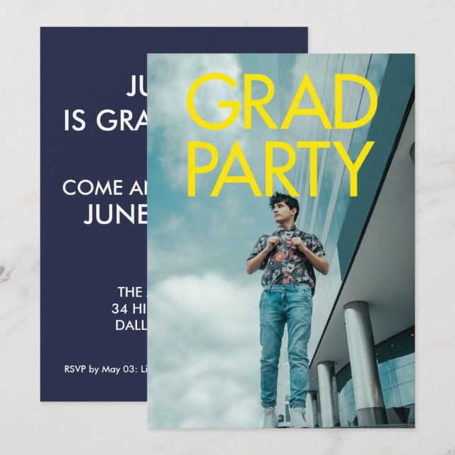 Minimalistisches modernes Party Typografie Cool Einladung (Vorne/Hinten)
