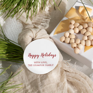 Minimalistisches, modernes Red Happy Holidays Gesc Runder Aufkleber