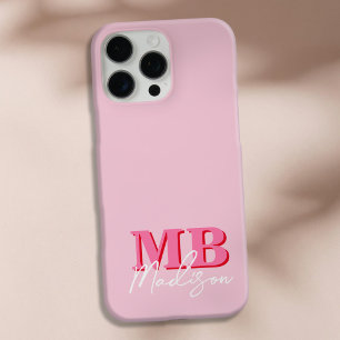 Minimalistisches modernes rosa Initialen-Monogramm iPhone 15 Pro Max Hülle