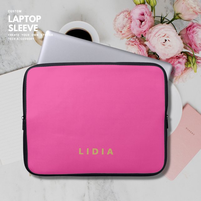 Minimalistisches, modernes rosa Monogramm Laptopschutzhülle (Von Creator hochgeladen)