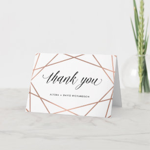Minimalistisches modernes Roségold auf Weiß   Dank Dankeskarte