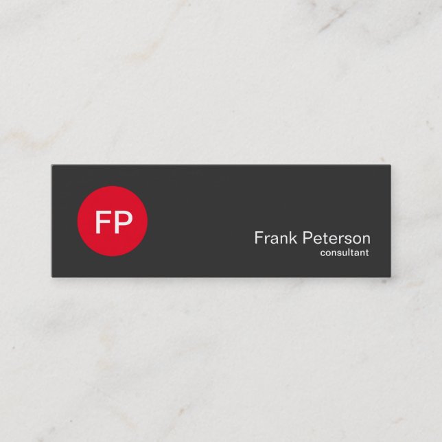 Minimalistisches modernes rotes Kreismonogramm Mini Visitenkarte (Vorderseite)