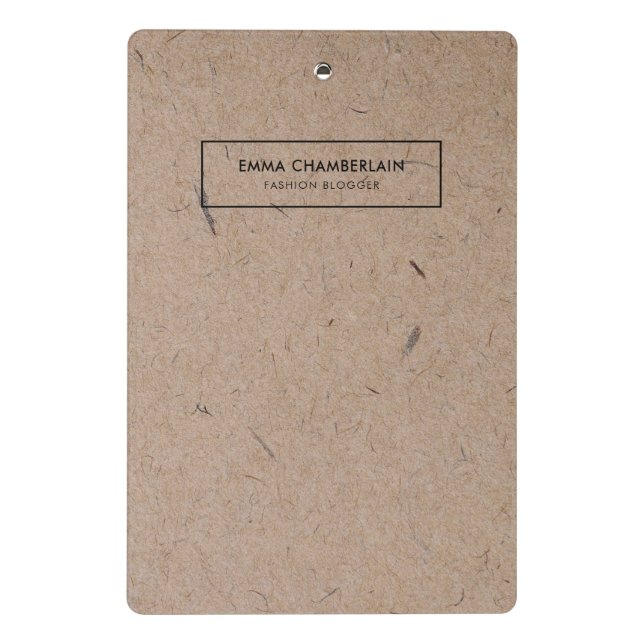 Minimalistisches, modernes, rustikales Kraftpapier Mini Klemmbrett (Rückseite)