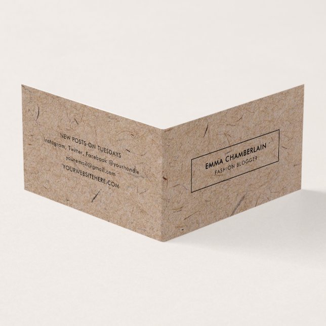 Minimalistisches, modernes, rustikales Kraftpapier Visitenkarten (Vorderseite)